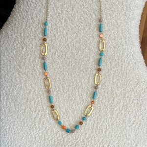 Elegant Gold and Turquoise 20” Necklace
